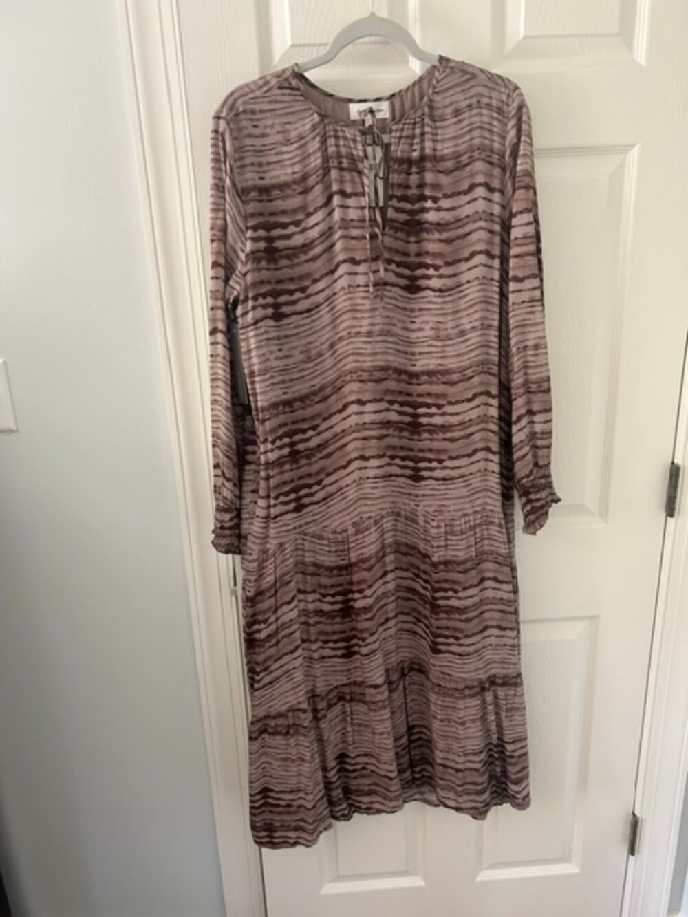 NWT Cloth & Stone Tiered Midi Dress Brown Mauve Size L $180